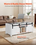 Vevor 47" Farmhouse Lift Top Coffee Table With Barn Door & Hidden Storage. Fixed Price $188.99.
