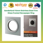 Sandleford 170MM Stainless Steel Trim Glass Frosted Newspaper Ring Wall Mount. Fixed Price $28.60.