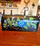 Fulton Floral Hand Painted Mailbox Model 1-C Black Galvanized Steel Original. Fixed Price $100.00.