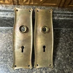 Pair Of Antique Sargent & Co. Brass Door Knob Plates/ Art Deco/ 1920. Fixed Price $30.00.