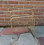 Retro Mcm Steel Gold Magazine Rack Book Record Holder Hollywood Regency Prop. Fixed Price $74.99.