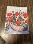 Summer Geranium Flower Basket Red Toland Flag 14X11 Double Sided Kathy Phillips. Fixed Price $10.00.