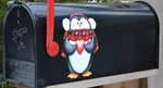 Mailbox Magnet (partial Cover) Penguin Holding Heart Buffalo Plaid Winter Decor. Fixed Price $12.95.