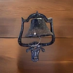 Mexico Black Antique Ranch Farm Dinner Bell Cast Iron W/longhorn Wall Mount 12". Fixed Price $90.00.