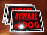 3 Set Beware Of Dog 10" X 14" Aluminum ( Metal ) Warning Sign Hillman Preholes. Fixed Price $12.00.
