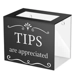 Acrylic Tips Jar Bartender 6X4X5 Inch Wall Mounted Box Bucket Black. Fixed Price $31.52.