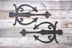 French Style Large Cast Iron Black Painted Gate Door Dummy Hinges Head 2PCS. Fixed Price $139.00.