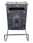 Arts & Crafts Black Colonial Tudor Style Studded Cast Iron Wall Mount Mailbox. Fixed Price $159.99.