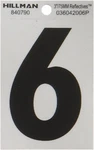 Self-adhesive Numbers Pack #6 -mylar Reflective Silver & Black 3"-HILLMAN. Fixed Price $8.99.