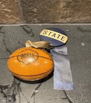 Vintage 1 Penn State Tin Football Pinback W/ Ribbon And Button Germany Ncaa. Fixed Price $35.00.