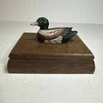 Vintage 1980S Ceramic Mallard Duck Wooden Box Playing Card Holder Rustic. Fixed Price $14.40.
