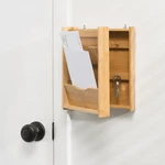 Bamboo Wall Mail Letter Rack With Key Box Holder Organizer 10.5X8 In. Fixed Price $25.99.