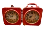 Vtg Old Town Clock - 67 Bailey St. Red Double Face Locking Box Works. Fixed Price $8.00.