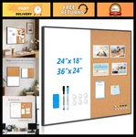 Magnetic Dry Erase & Cork Combo 24"X18" Wall Bulletin Vision Board, Black. Fixed Price $61.99.