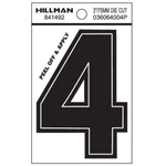 Hillman 3-IN Die-cut Black Gloss Finish Wide Style Vinyl Peel-off Number (4). Fixed Price $5.95.