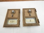 Pair Antique Usps Greek Key Mail Post Office Box Door Brass Glass Window Bank. Fixed Price $89.99.