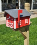 Country Mailbox Red Box, White Trim, Black Roof, Amish Handmade Barn Po. Fixed Price $153.78.