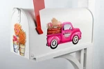 Mailbox Magnet Partial Cover Pretty Pink Vintage Truck With Flowers Florals. Fixed Price $6.95.