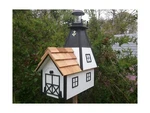 Amish Homemade Solar Nautical Lighthouse Rural Mailbox White With Black Trim. Fixed Price $318.60.