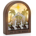 Wooden Nativity Scene Light Up Christmas Decor, Led Jesus Birth Tabletop Orna.... Fixed Price $19.78.