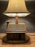 Amish Solid Oak Log Cabin Lamp Lancaster Co. Pa Handmade Night Light & Shade. Fixed Price $328.06.