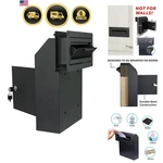 Drop Steel Lockable Mailbox Door Mount Rear Access Black. Fixed Price $114.13.