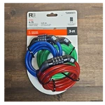 Reliabilt Combination Bike Cable Locks 3 Pack, 4 Ft, Blue/green/red. Fixed Price $10.99.