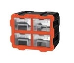 Airaj 4 Compartment Stackable Storage Bin, Parts Tool Orange Face Sealed. Fixed Price $11.99.