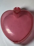 Vintage Clear Pink Lucite Plastic Heart Shaped Valentine Trinket Box Latch Used. Fixed Price $14.99.