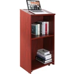 Vevor Podium Stand 47 Hostess With Rolling Wheels&storage Shelve Brown. Fixed Price $116.99.