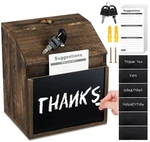 Wood Suggestion Box With Lock - 6 Chalkboard, 100 Cards, Tip Jar, .... Fixed Price $27.14.