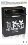 Solar Wall Mount Mailbox With Keys And Light 10.5 12 4.7 Black. Fixed Price $39.99.