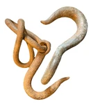 Old Iron Hooks (2) Industrial Ship Meat Antique Vintage Steel Tools Yard Barn. Fixed Price $14.95.