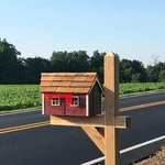 Wooden Amish Barn Mailbox Cedar Roof Unique Rustic Outdoor Decor K1000. Fixed Price $134.00.