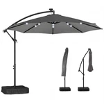 Solar-powered Offset Umbrella 9.7FT, Powder-coated Steel, Gray. Fixed Price $148.38.