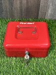 First Alert Red Locking Cash Box W/ Key & Removable Tray Tested. Fixed Price $17.00.