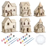 Thyle 6 Set Christmas Wooden House Kit For Craft Diy Village Unfini.... Fixed Price $59.05.