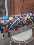 Large Metal Hand Painted Mailbox Basket Of Flowers Gibraltar Steel Post Mount. Fixed Price $80.00.