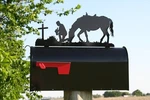 Praying Cowboy Metal Mailbox Topper 7 Inches Tall Matte Black. Fixed Price $66.00.