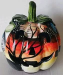 Halloween Talavera Desert Nights Hand Painted Pumpkin Jack-o-lantern 12" Tall. Fixed Price $80.00.