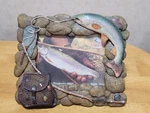 Rivers Edge Picture Frame 4 6 Trout Fishing Pole Rocks Border Design. Fixed Price $19.99.