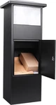 Lockable Steel Mailbox With Parcel Compartment - Freestanding Black Design. Fixed Price $524.99.
