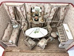 Antique French Doll House Badeuille Living Room Parlor Suite Box Mignonette. Fixed Price $1850.00.