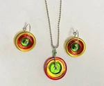 90S Chelsea Stone Eye Candy Silver Art Glass Post Modernist Necklace & Earrings. Fixed Price $76.00.