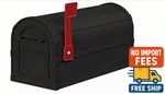 Salsbury 4850BLK Heavy Duty Rural Mailbox, Black, Powder-coated Finish With Flag. Fixed Price $110.42.