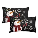 Kawani Christmas Black Lumbar Pillow Covers 12X20 Inch Xmas Snowman Snowflake.... Fixed Price $21.14.
