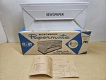 Vintage White Newspaper Mailbox Holder Papersafe Rustproof Steel City Co Nos. Fixed Price $25.00.