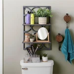 Linon Eli Wall Shelves Natural Distressed Wood Interwoven Iron Frame Charcoal. Fixed Price $57.09.