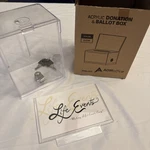Adir Office Clear Acrylic Donation & Ballot Box With Lock And Keys 4" 5" 6". Fixed Price $10.00.