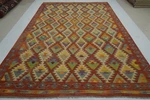 8X11 Ft Red Afghan Handmade Geometric Wool Kilim Area Rug (8'3"X11'3"). Fixed Price $799.00.